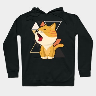 Cute ginger cat little cat yawning in triangles background adorable kitty Kittenlove Hoodie